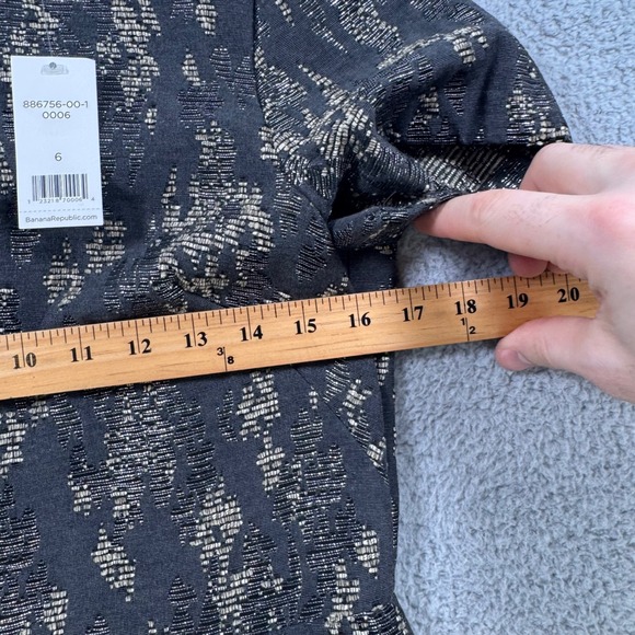 Banana Republic Womens Sheath Dress Metallic Brocade Sparkle Short Sleeve Size 6 - Picture 4 of 8